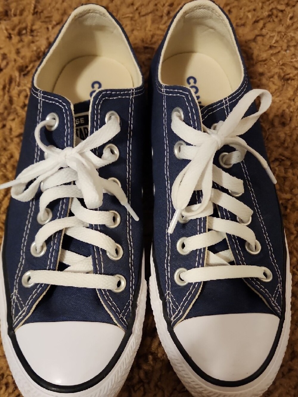 Converse Women's Navy Blue Denim Canvas Low-Top Sneakers with White Laces - Picture 8 of 8